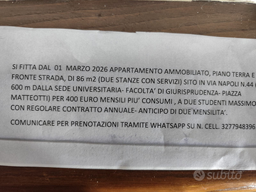 Appartamento uso studenti