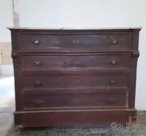 Cassettone con ripiano in marmo antico