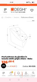 Pouf poltrona da giardino 2 pezzi