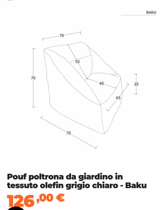 Pouf poltrona da giardino 2 pezzi
