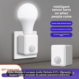 Portalampada con sensore di movimento e27 lampada