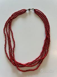 Collana in autentico corallo rosso 4 fili
