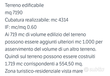 Terreno edificabile vista mare