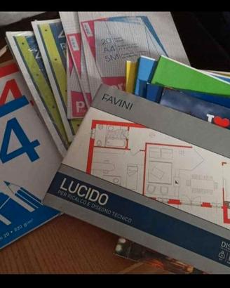Materiale scolastico, album, quadernoni, fogli pro