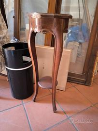 TAVOLINO PORTA VASO IN LEGNO NOCE ARTE POVERA
