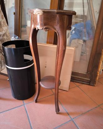 TAVOLINO PORTA VASO IN LEGNO NOCE ARTE POVERA
