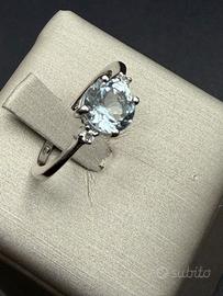 ⭐ ANELLO ACQUAMARINA 1 CT– ORO BIANCO 18kt⭐