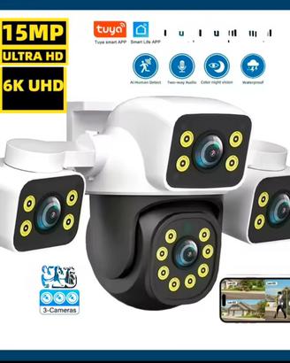 Tuya Smart 15MP Telecamera IP a tre obiettivi 64gb