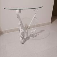 Tavolino in vetro e ferro battuto
