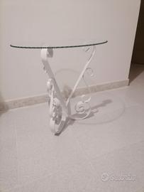 Tavolino in vetro e ferro battuto