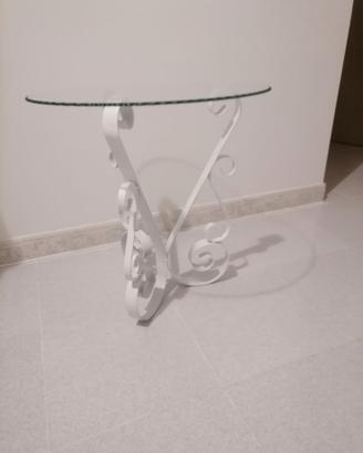 Tavolino in vetro e ferro battuto