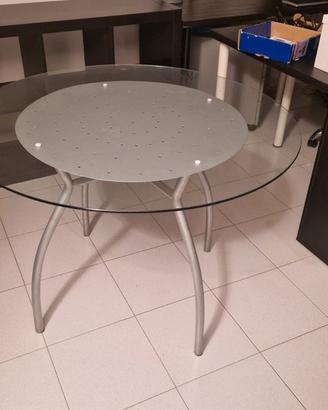 Tavolo rotondo moderno con piano in vetro