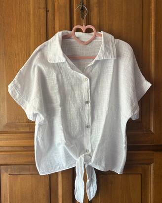 Camicia corta bianca in cotone
