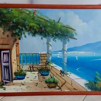 Capri dipinto a mano con colori a olio su tela.