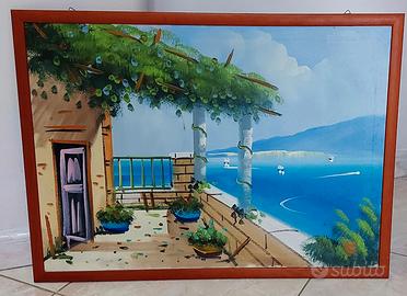 Capri dipinto a mano con colori a olio su tela.