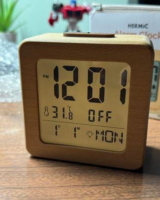 Sveglia Digitale da Comodino vero Legno