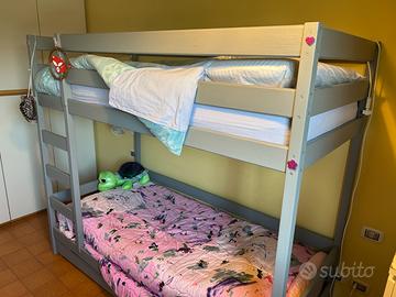 Letto a castello in legno grigio chiaro PARMA