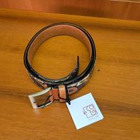 cintura le coté in pelle con stampa artistica