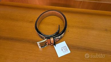 cintura le coté in pelle con stampa artistica