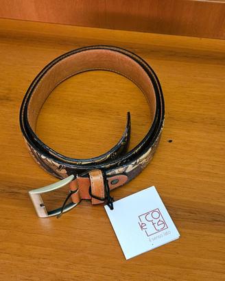 cintura le coté in pelle con stampa artistica