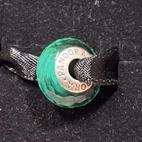 Charm Pandora Verde Vetro murano argento originale