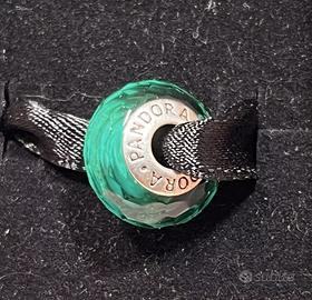 Charm Pandora Verde Vetro murano argento originale