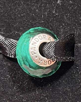 Charm Pandora Verde Vetro murano argento originale