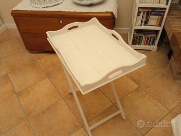 Tavolino pieghevole Shabby Chic bianco