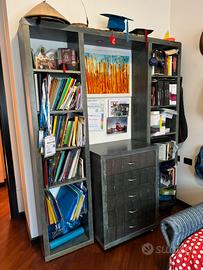 Cameretta completa legno color jeans con scrivania