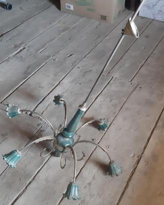 ANTICO LAMPADARIO VERDE ORO
