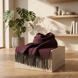 Sciarpa, cashmere, seta, bordeaux, 150x30