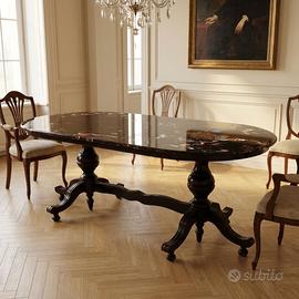 Tavolo  con piano in vetro decorativo – vintage