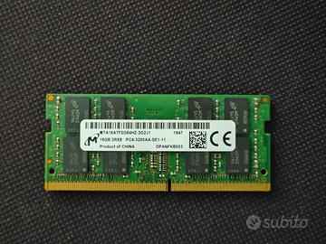 16Gb (1x16Gb) Micron DDR4 Sodimm 3200Mhz