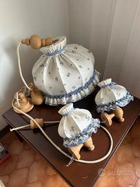 Lampada soffitto+2 appliques paralume in  tessuto