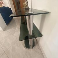 Tavolino acciaio e cristallo