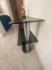 Tavolino acciaio e cristallo