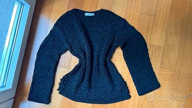 Maglione nero intrecciato Mango