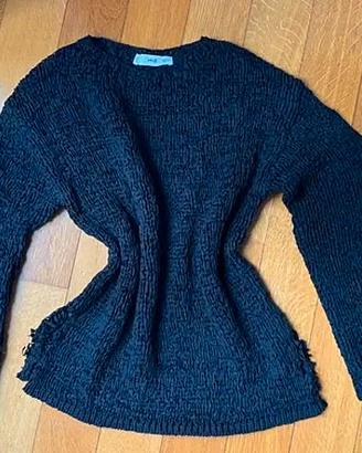 Maglione nero intrecciato Mango