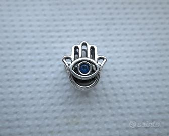 PANDORA Openwork Mano di Fatima Pietra Blu Argento