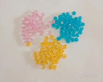 Lotto perline in vetro sfaccettato - 3 colori