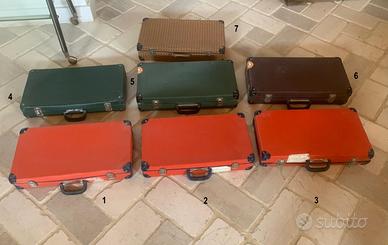 vecchia valigia in cartone damasco e fibra vintage