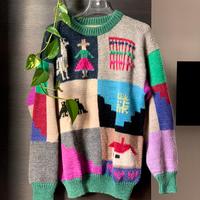 Maglione Peruviano Lana Colorato Vintage 70/80