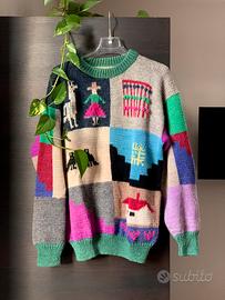 Maglione Peruviano Lana Colorato Vintage 70/80