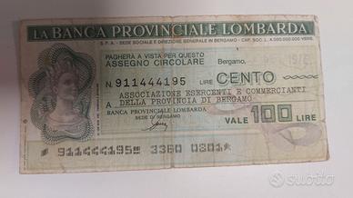 Miniassegno Banca Prov Lomb