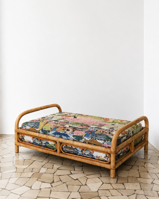 Pouf bambù con cuscino su misura