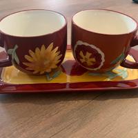 Set 2 Tazze grandi Colazione Con Vassoio.