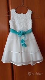 Vestito bambina elegante cerimonia bianco