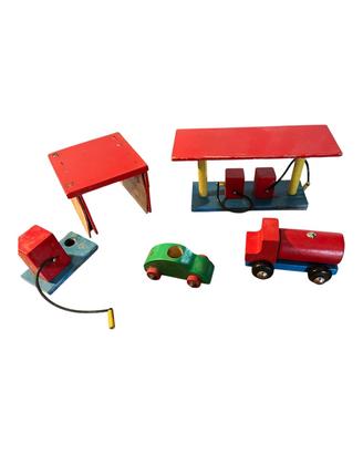 Set Stazione di Servizio Vintage in Legno