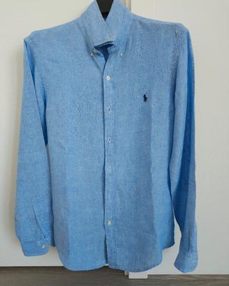 Camicia in lino Ralph Lauren slim fit azzurra M
