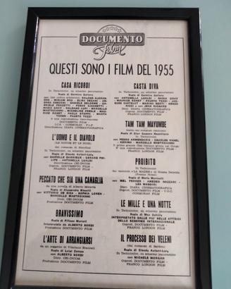Documento originale proiezione film anni 1955 